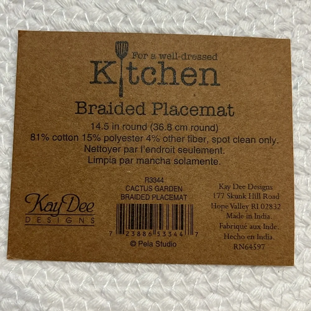 Kay Dee Designs braided round placemats, set‎ of 3
